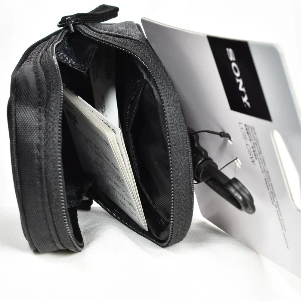 Sony LCS-CSW Soft Camera Case Black Belt Loop Memory Card Pocket Compact Pouch